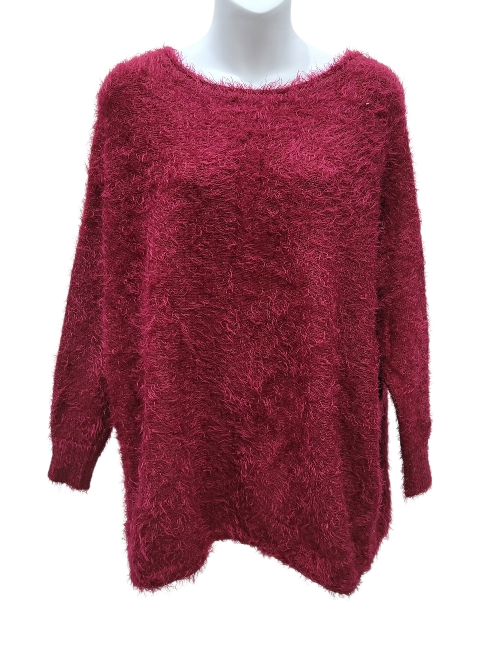 2/$20 Y2K Burgundy Red Fluffy Sweater Size: Large